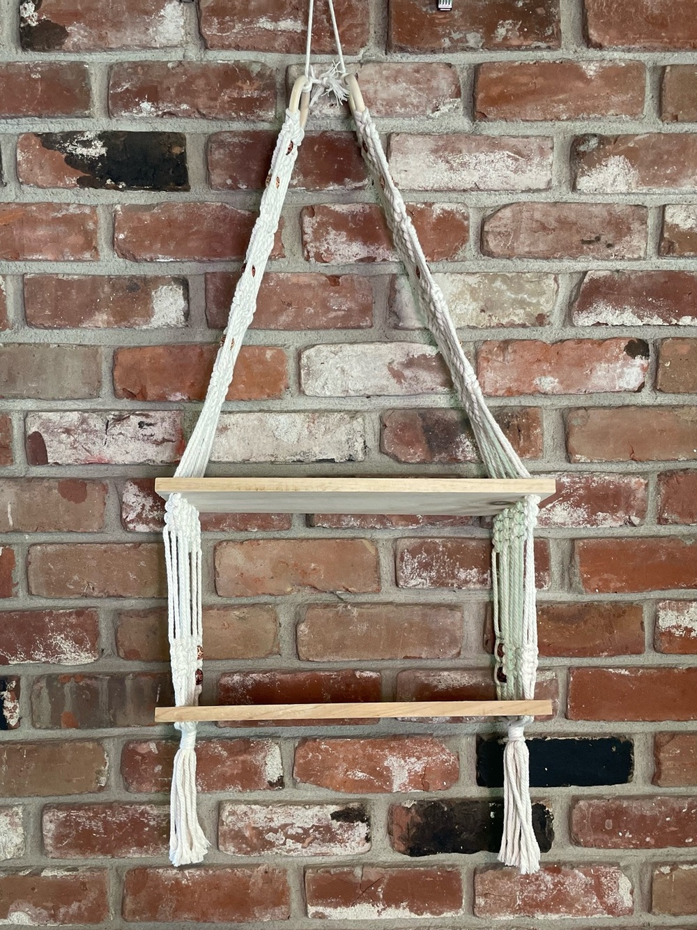 Hanging Shelves Macrame Hanging Wall Shelf Boho Decor Rope Shelves 2 Tier Wood